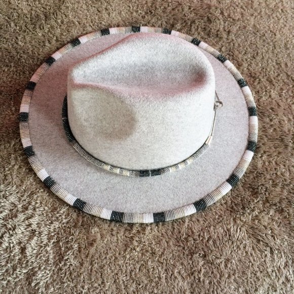 Indigenous Beaded Fedora Hat with Beaded Rope Hat Band/Necklace - Picture 7 of 7